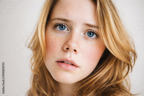 Junge Frau mit Sommersprossen – nachdenkliches natürliches Portrait