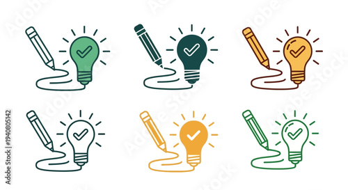 Creative Ideas and Innovative Concepts Illustrated with Light Bulbs and Pencils in a Modern Design Setting