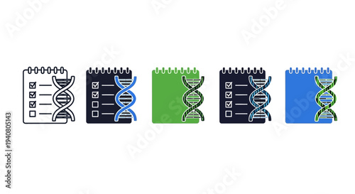 DNA Structure Illustration Series Showing Various Stages and Configurations