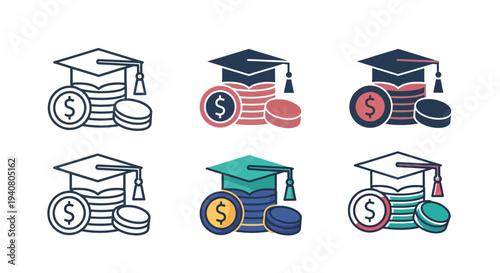 Graduation Icons Representing Educational Expenses and Financial Aid