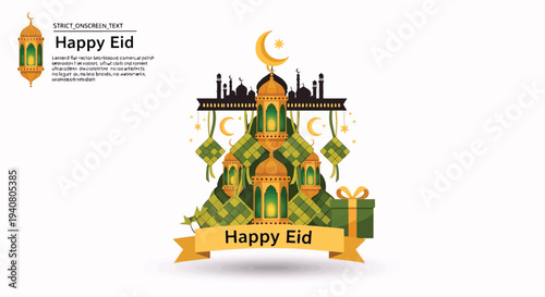 Eid Family Gathering Celebration in Vibrant Islamic Background