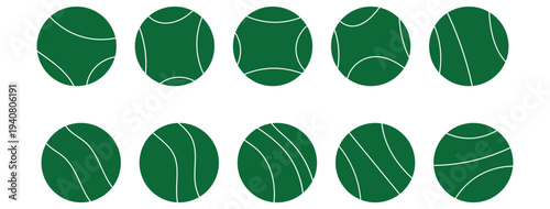 
A vector icon set of tennis and padel balls, showcasing both filled and outline styles for sports design