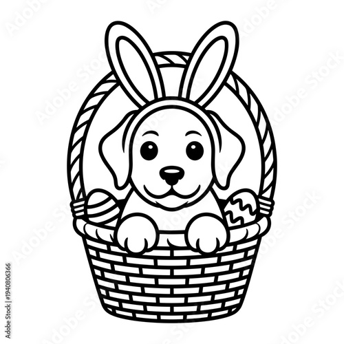 Labrador Puppy in Easter Basket