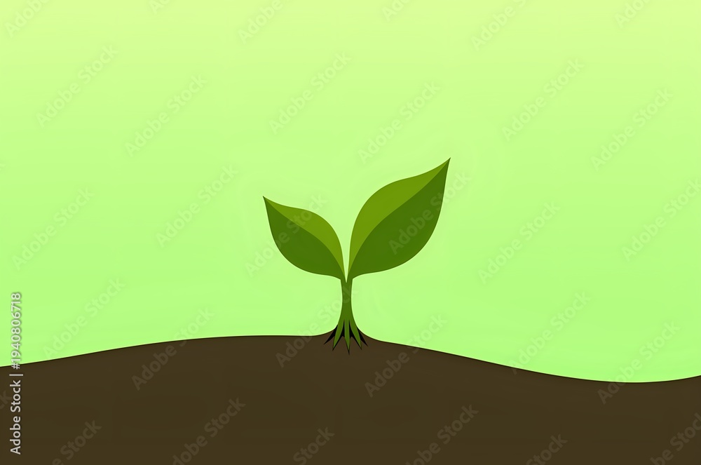 Fototapeta premium Sprout Emerging from Soil on a Green Background