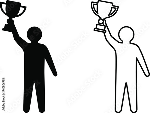 Trophy winners success achievement isolated on transparent background, Vector
