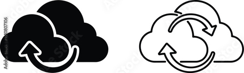 Cloud sync icons isolated on transparent background, Vector