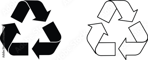 Recycling symbol icons isolated on transparent background, Vector