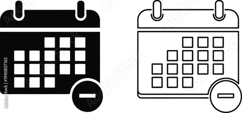 Calendar icons for organization and planning isolated on transparent background, Vector