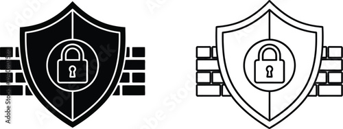 Shield and lock icon security concept isolated on transparent background, Vector