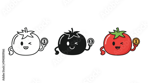 Cartoon tomatoes with different emotions, illustration