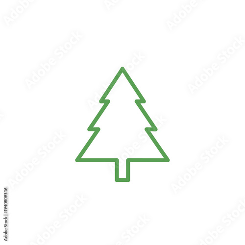 Simple green outline of a coniferous tree representing nature and evergreen concepts, perfect for environmental themes