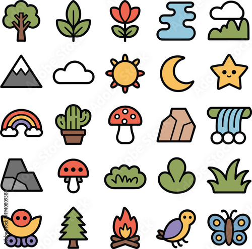 Universal cute and simple minimalist vector icon collection