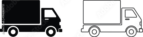 Black and white trucks side by side isolated on transparent background, Vector