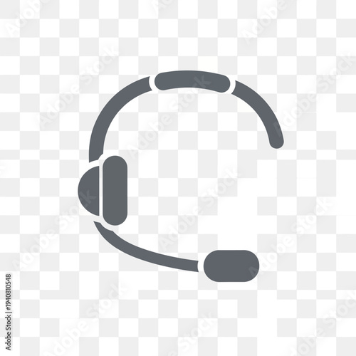 Flat icon of a headset with microphone, a symbol for customer support, online communication, and audio equipment