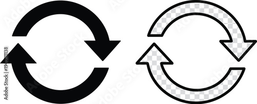 Recycling swap symbol arrows circular icons isolated on transparent background, Vector