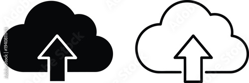 Cloud upload icons isolated on transparent background, Vector