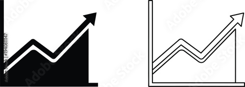 Graph chart with arrows pointing up for growth and progress isolated on transparent background, Vector