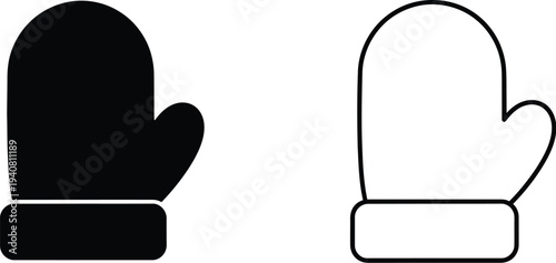 Mitten glove pair winter isolated on transparent background, Vector