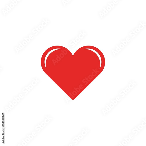 A glossy, vibrant red heart illustration symbolizing love, passion, and affection. This iconic graphic represents romance, health, and emotional well-being