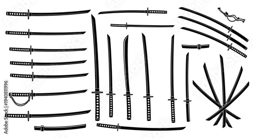 Collection of Japanese Samurai Swords and Katana Blades