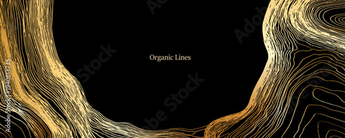 Elegant wood texture with golden rings and organic patterns. Luxury tree bark background perfect for sophisticated design projects and premium invitations.