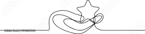 Hand holding star continuous one line icon drawing, Satisfaction customer concept. Vector illustration with editable stroke. one line Icon drawing
