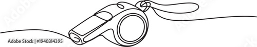Continuous one line drawing of sport whistle icon, Sports whistle one line art. Continuous line drawing of sport. one line Icon drawing