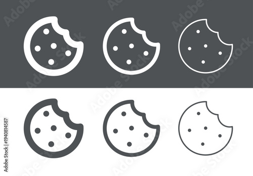 Cookie icon. Symbol for storing files, memory, or information on the web. Food or baked goods. A product of cooking, a chef, or a pastry chef. Vector icon.