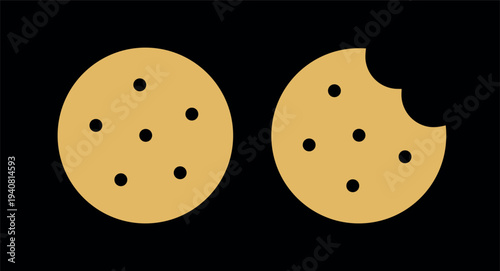 Cookie icon. Symbol for storing files, memory, or information on the web. Food or baked goods. A product of cooking, a chef, or a pastry chef. Vector icon.