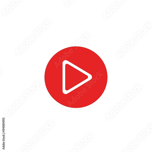 Clean and simple graphic play symbol in a vibrant red circle, ideal for multimedia controls and digital content engagement for modern interfaces