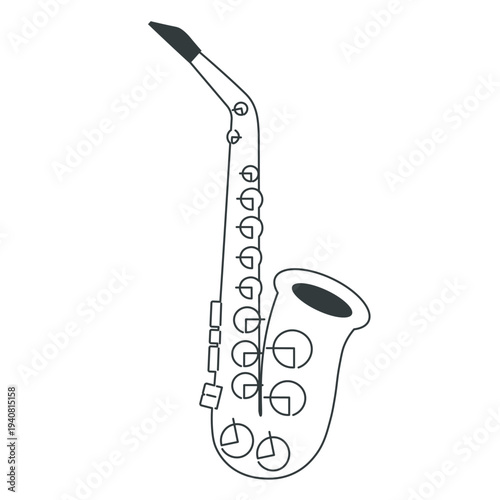 ミニマルなアルトサックス線画イラスト