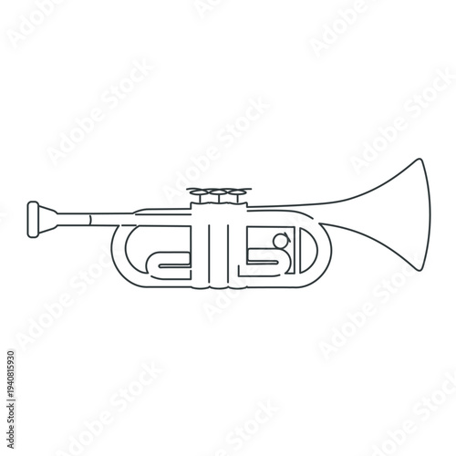 ミニマルなトランペット線画イラスト