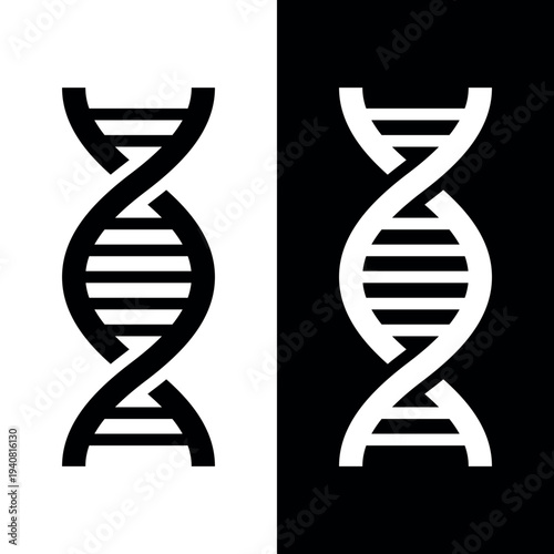 DNA icon. Symbol of medicine or genetics. Double helix, the structure of human DNA molecules. Genetic code.