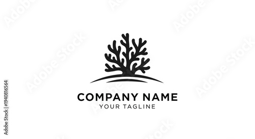 Black tree logo on white background.