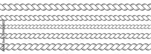 Rope cord brush for wavy knit knot and shape string cowboy. Pattern vector nautical for  western border and frame. Rope decorative outline for nautical design.