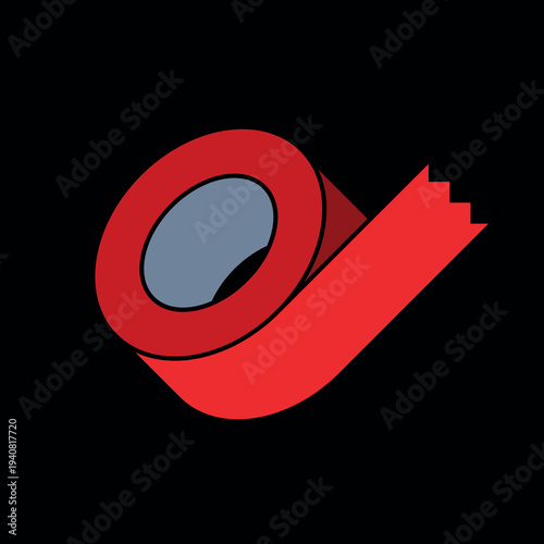 Scotch tape or electrical tape icon. A roll, spool, or coil of adhesive tape. Symbol for fixing, electrical insulation, or bonding.
