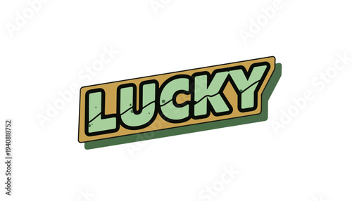 Neon Green Lucky Sign Glowing in Dark for St. Patrick’s Day Marketing Promotion and Casino Gambling Luck Concept