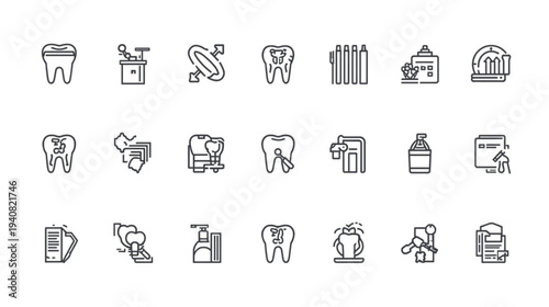 Dental care icons set for health and hygiene concepts