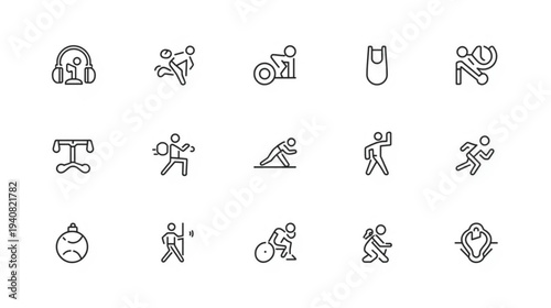 Modern line icons for fitness and sports activities