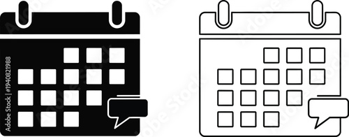 Calendar icon set, planner, organizer, date, schedule isolated on transparent background, Vector