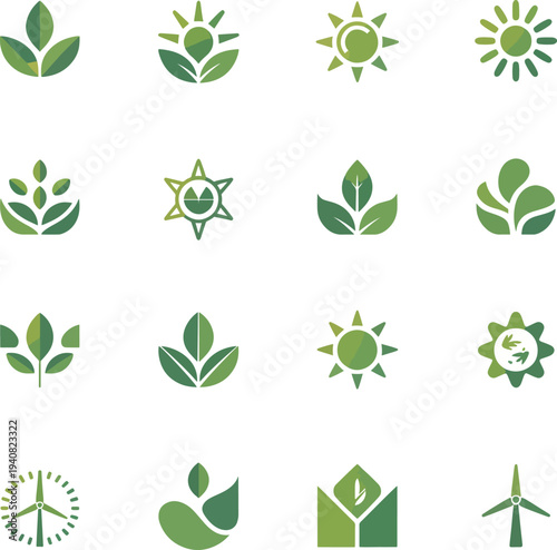 Eco & Green Energy Logo Pack – 16 Sustainable Brand Marks (Colorful Icons)
