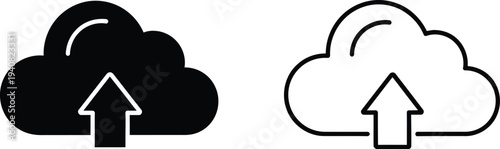 Cloud upload icons isolated on transparent background, Vector