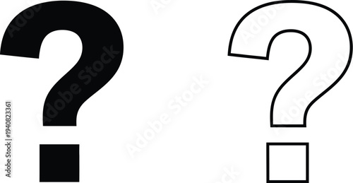 Question marks symbols black and white isolated on transparent background, Vector