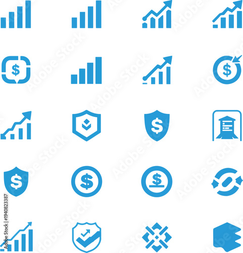 Finance & Investment Logo Pack – 20 Modern Brand Symbols (Royal blue color Icons)

