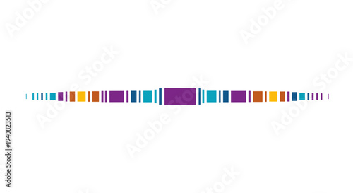 Colorful abstract horizontal line with geometric shapes and stripes