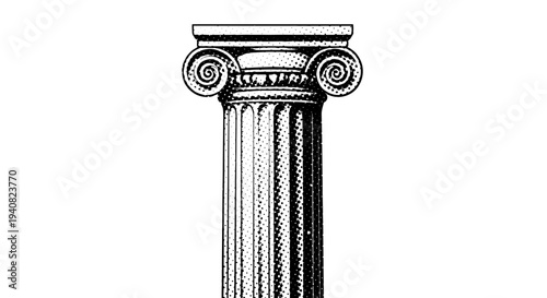 Ionic column capital detail illustration classical architecture