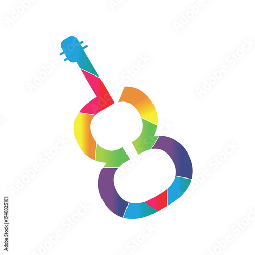 Fun and colorful and vibrant guitar vector