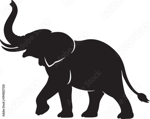 African elephant silhouette black vector isolated