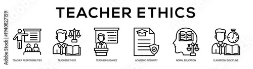 Teacher Ethics web banner illustration concept