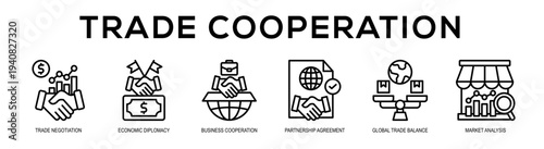 Trade Cooperation web banner illustration concept